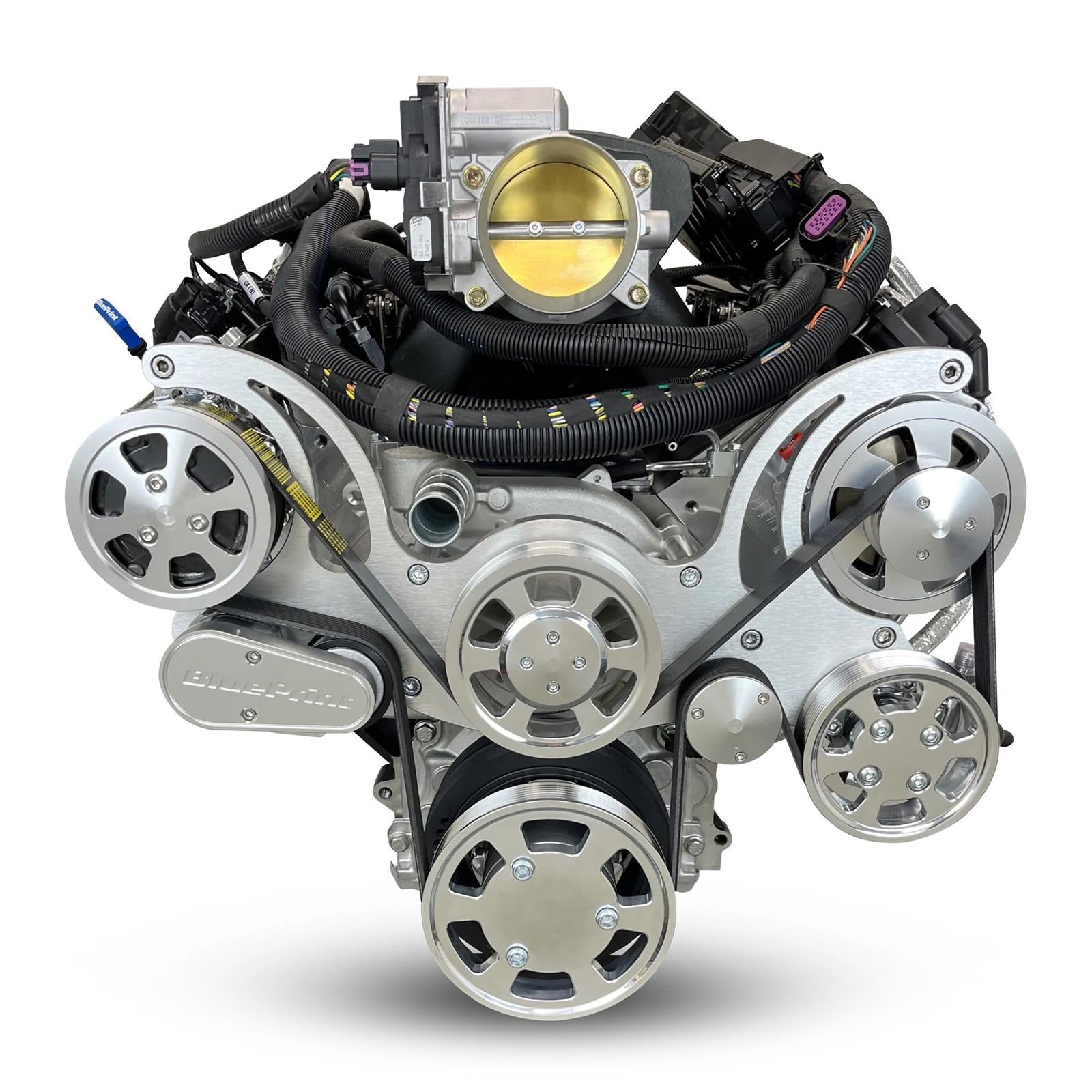BluePrint Engines Pro Series Chevy LS 427 C.I.D. 605 HP EFI Base Dressed Long Block Crate Engine PSLS4275CTFK showing high-performance V8 engine components